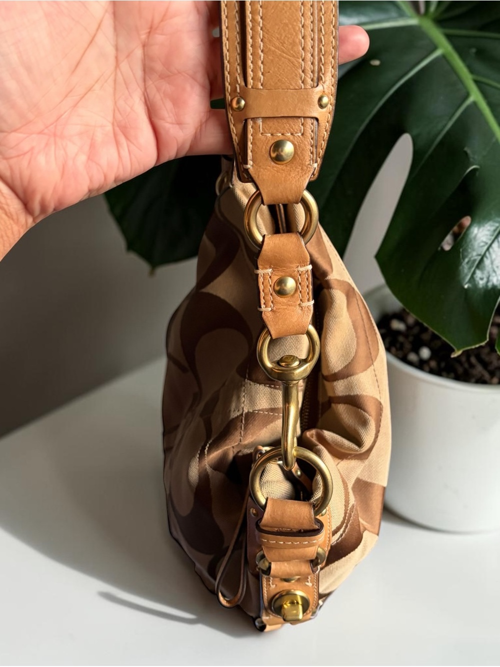 Coach Carly Bag in Brown and Tan - Picture 5 of 8